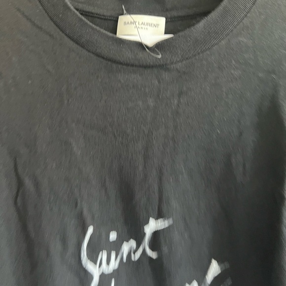 Saint Laurent Cotton Logo Tee: Black - Picture 7 of 13